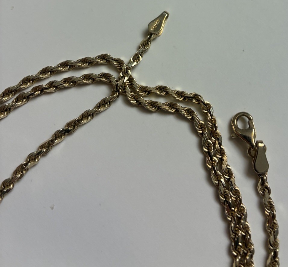 Gold Rope Chain Solid 10K | 22 inch Diamond cut 8 Grams