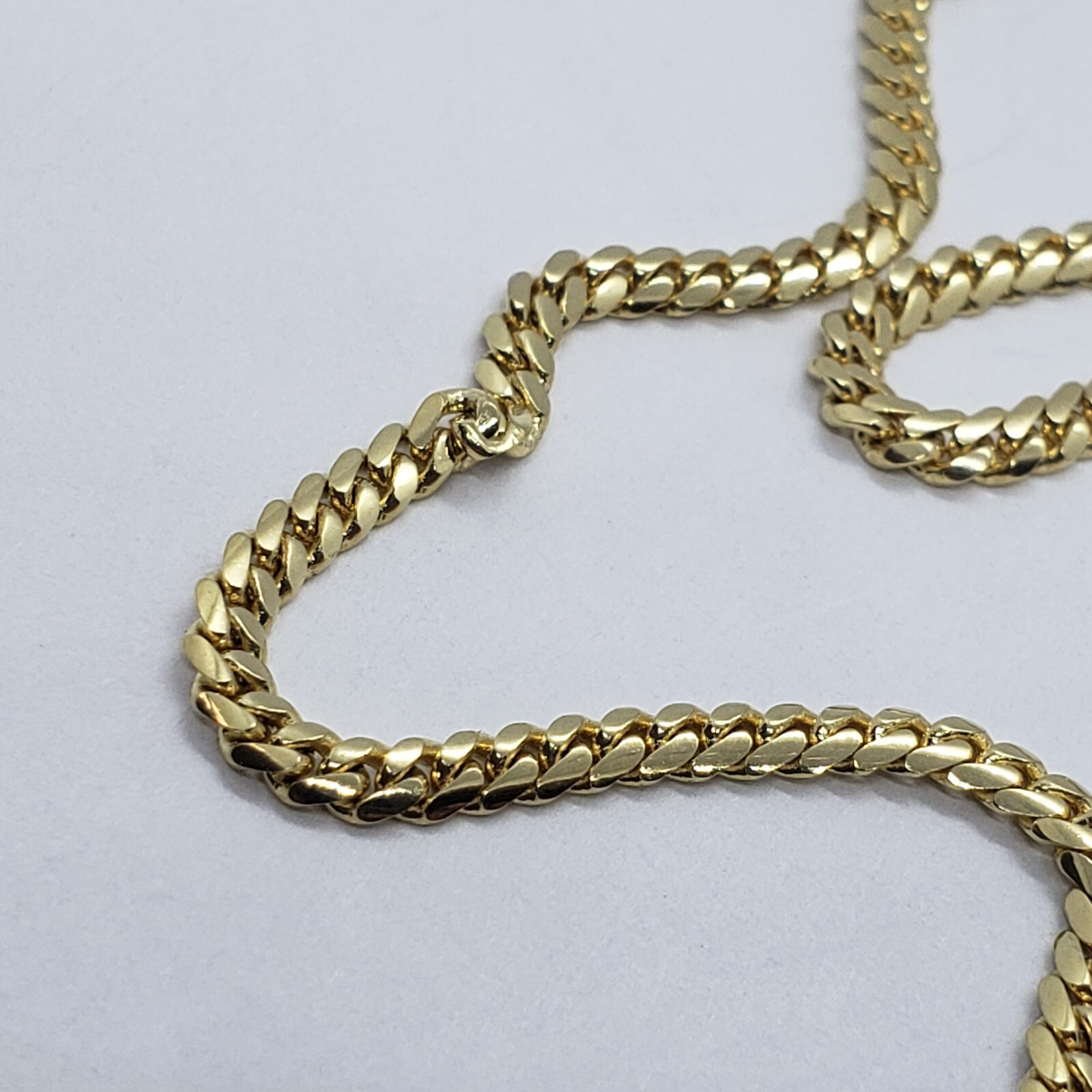 18K Solid Yellow Gold Miami Cuban Link Chain Necklace Men 2.5mm-4mm Size 18″~24″