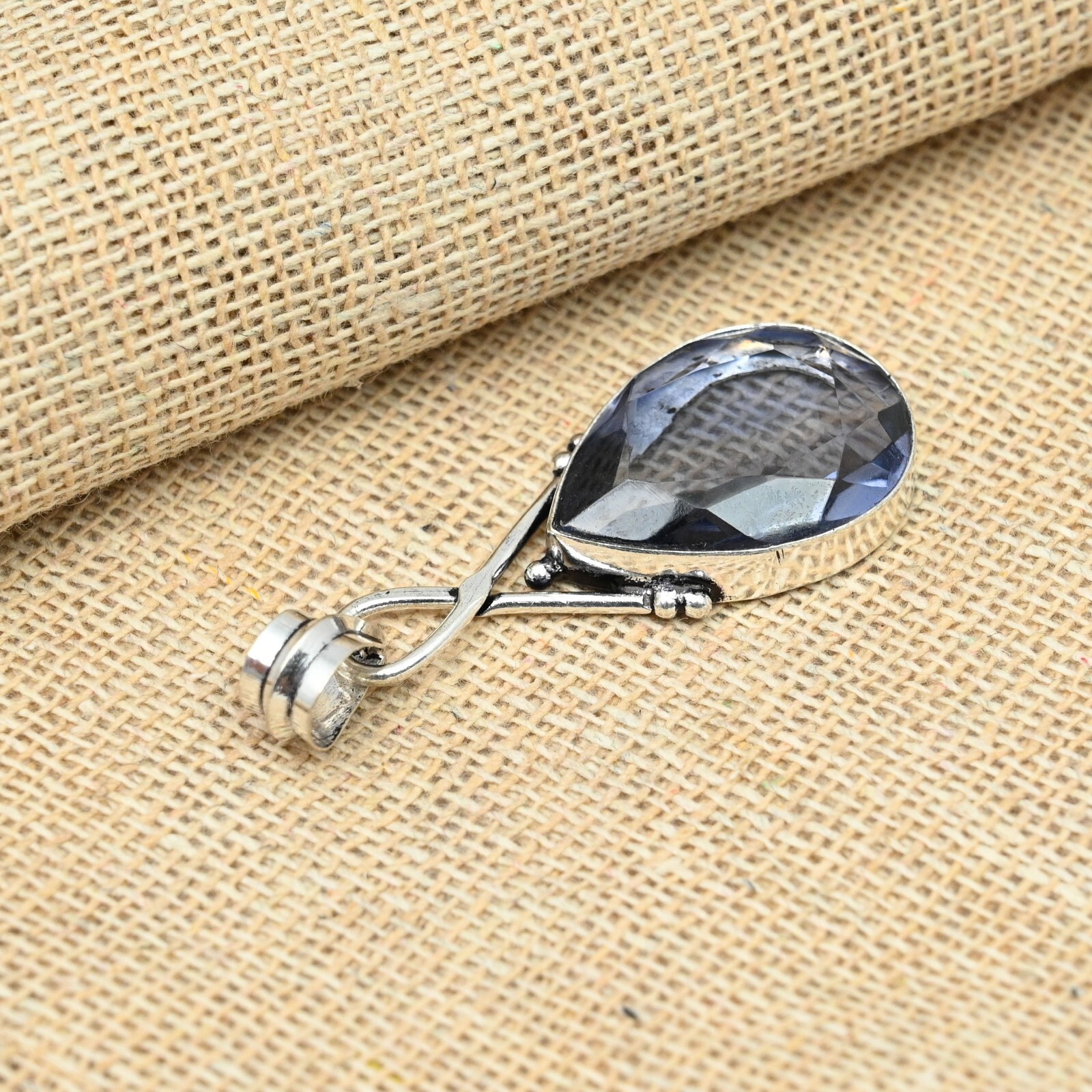 Gorgeous Iolite Gemstone Handmade 925 Sterling Silver Jewelry Pendant