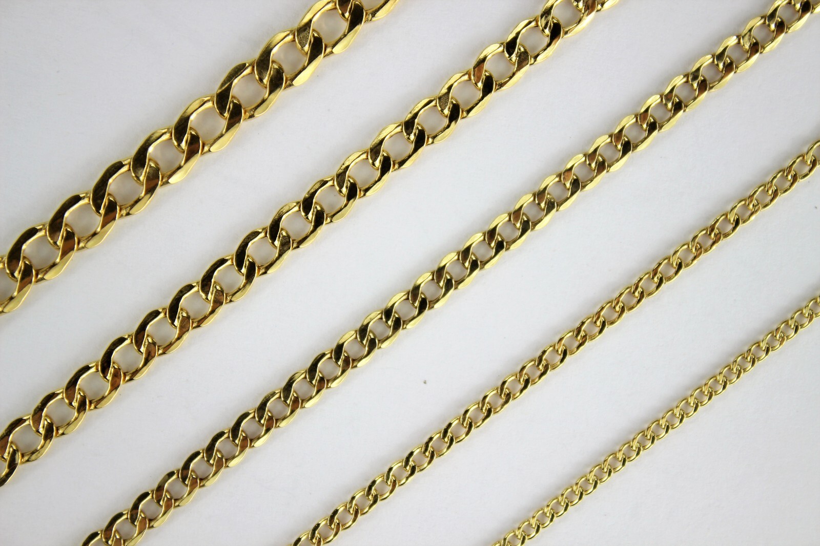 10K Yellow Gold 2mm -5.5mm Curb Cuban Chain Link Necklace Bracelet 7″-30″ Hollow