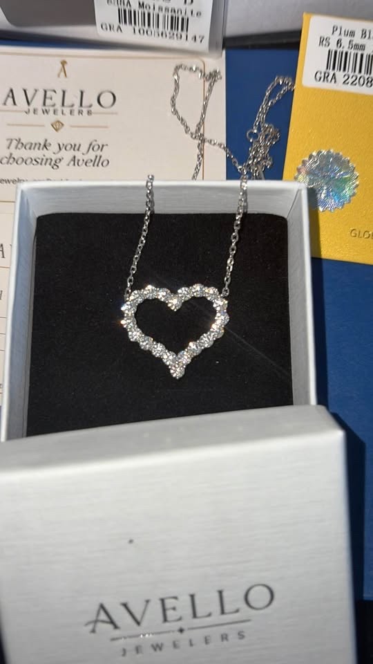 GRA-Certified 2 Carat Moissanite Heart Cable Chain Necklace 925 Sterling Silver