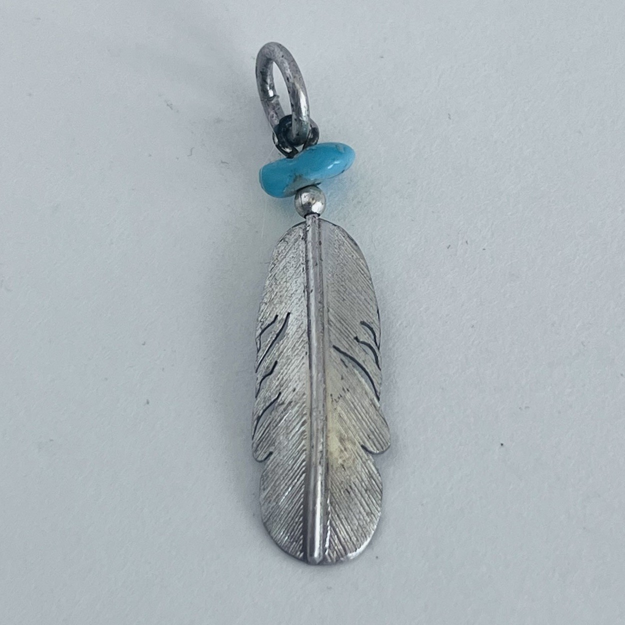 Vintage 1” Long Pendant Feather Southwestern Sterling Silver H.J. Chavez 1.2g