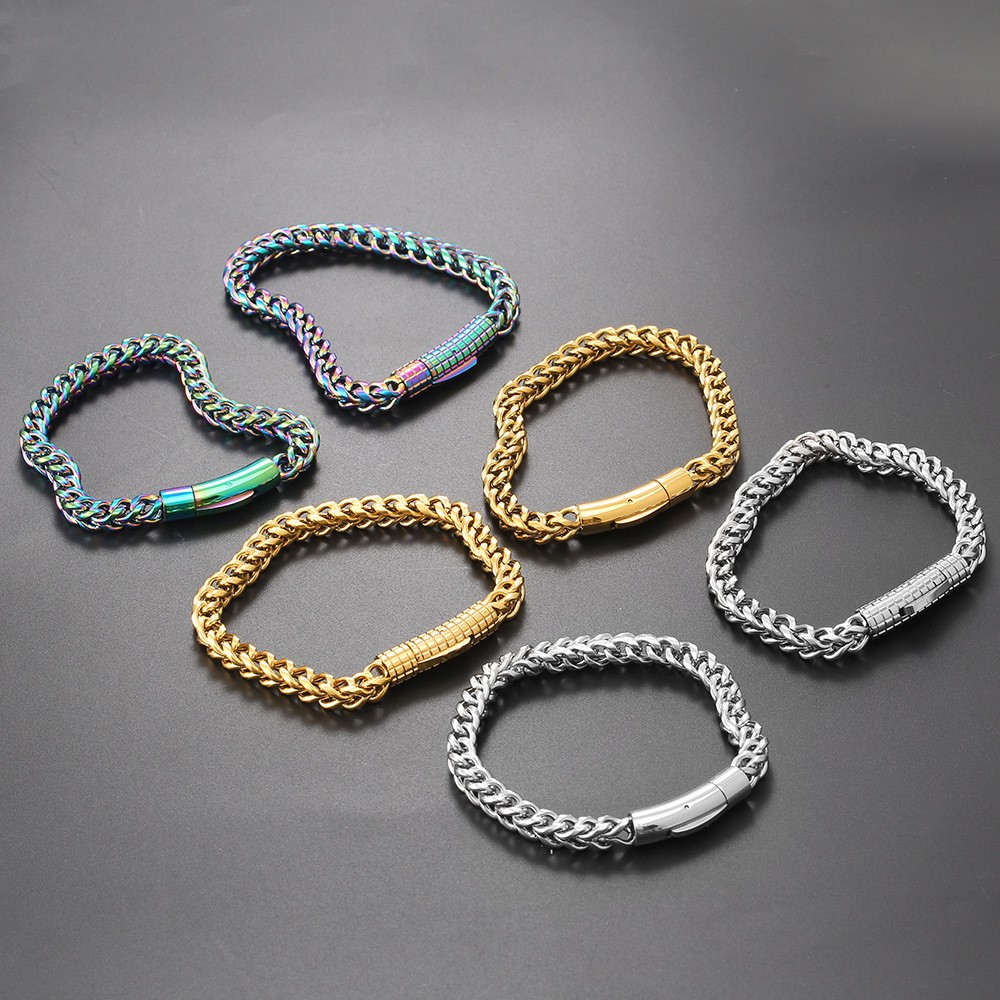 6mm 316L Stainless Steel Cuban Link Chain Hip Hop Men Bracelet Daily Jewelry