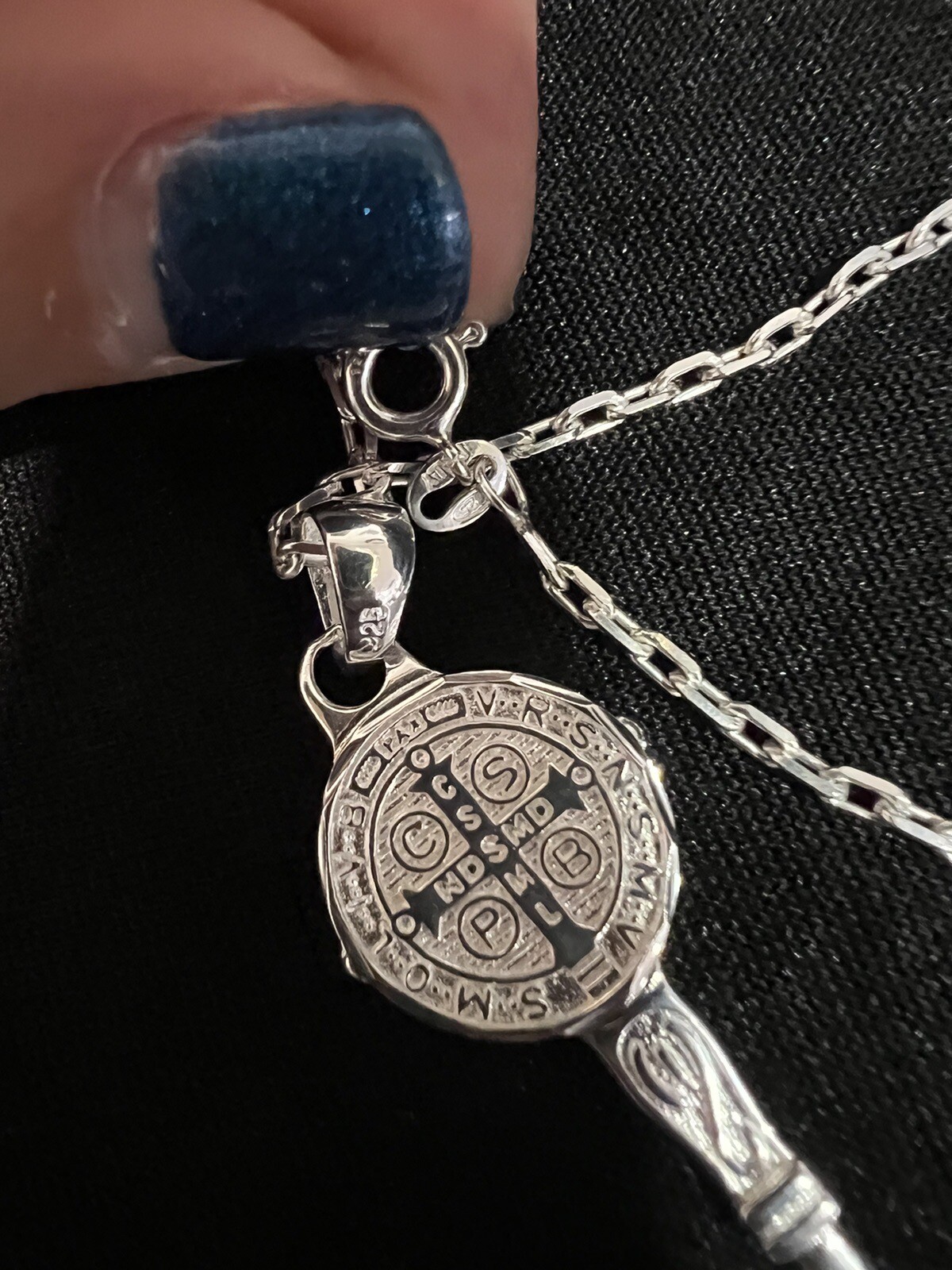 925 Sterling Silver Men St Benedict Key San Benito Llave & Forz Chain 22 24 26