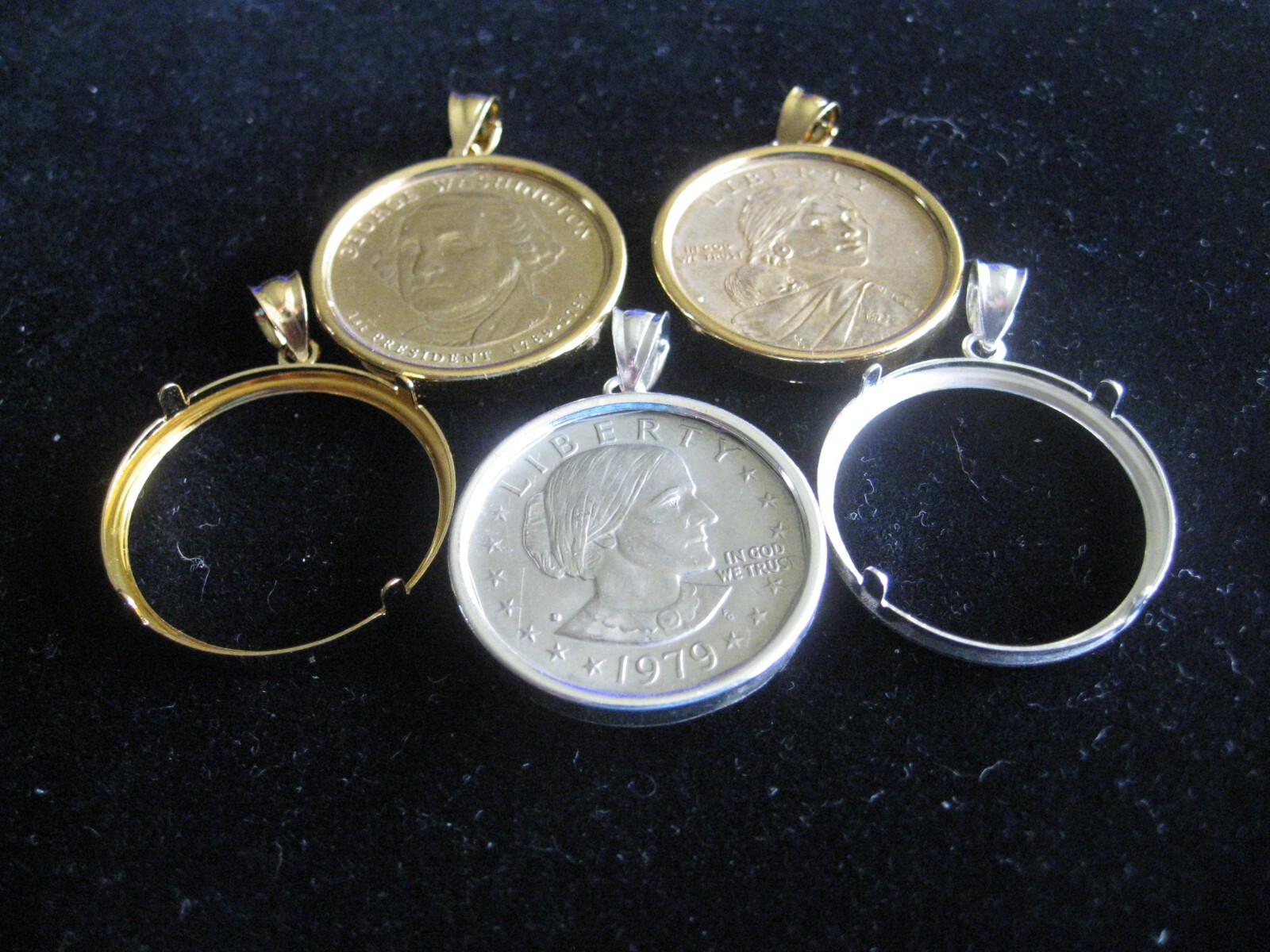 COIN HOLDER & Pendant for COMMEMORATIVE DOLLARS in Sterling Silver YOU CHOOSE