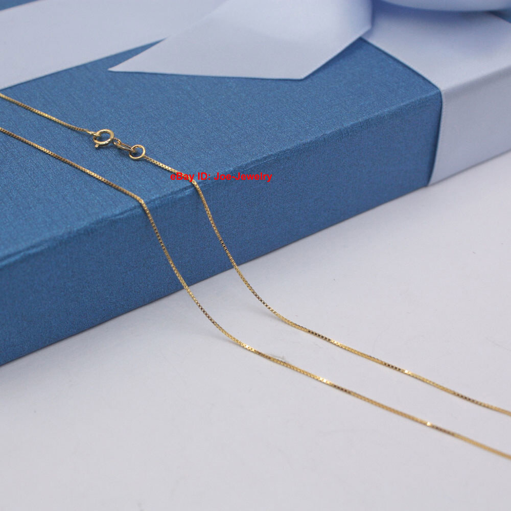 Gold Plated 925 Sterling Silver Necklace 0.7mm Box Link Women’s Chain 17.7inch