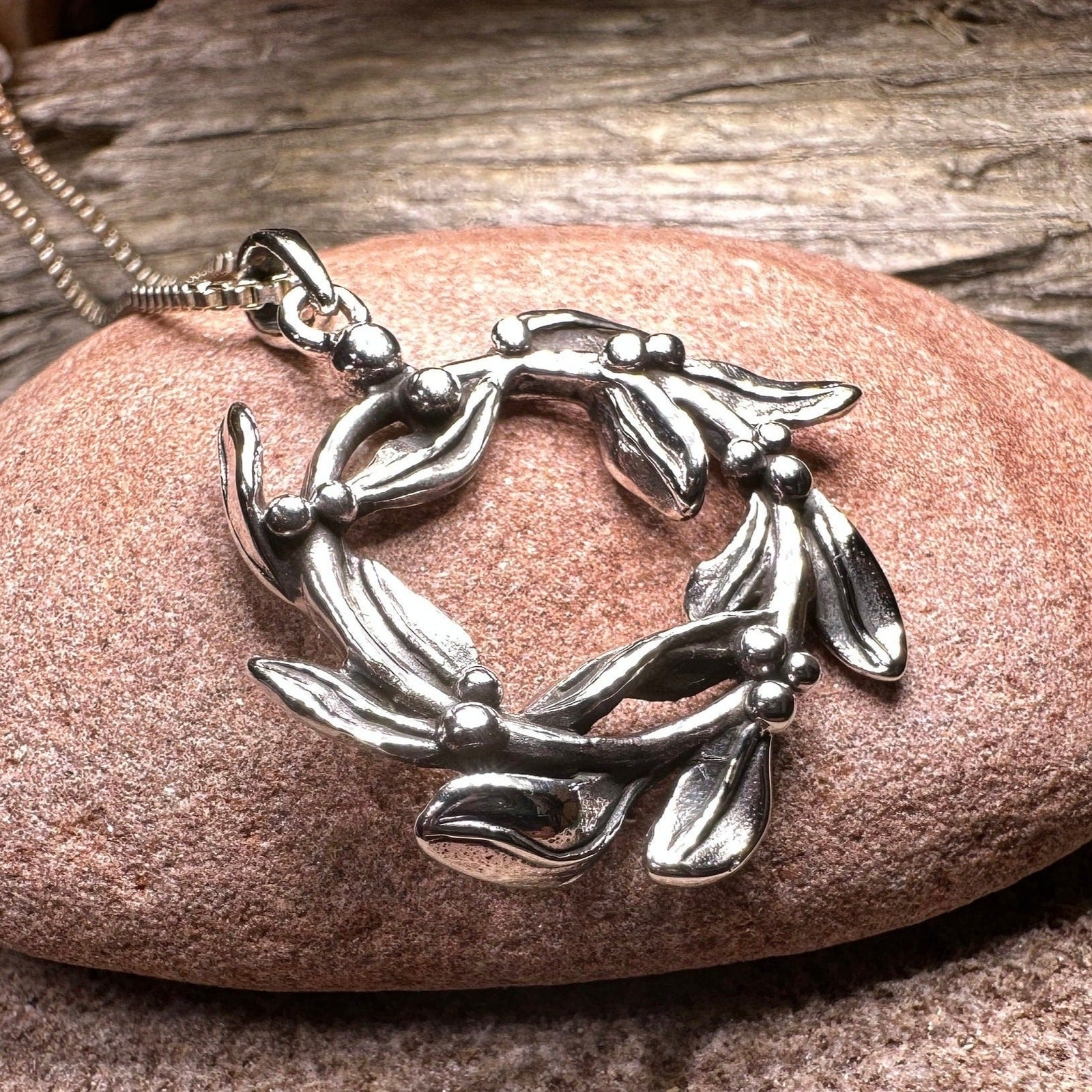 Mistletoe Necklace Wiccan Pagan Nature Ladies Pendant Gift 925 W/FREE CHAIN