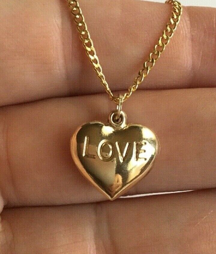 14K REAL GOLD HEART LOVE NECKLACE 20″/14K ORO CADENA DE CORAZON AMOR 20″ – N41