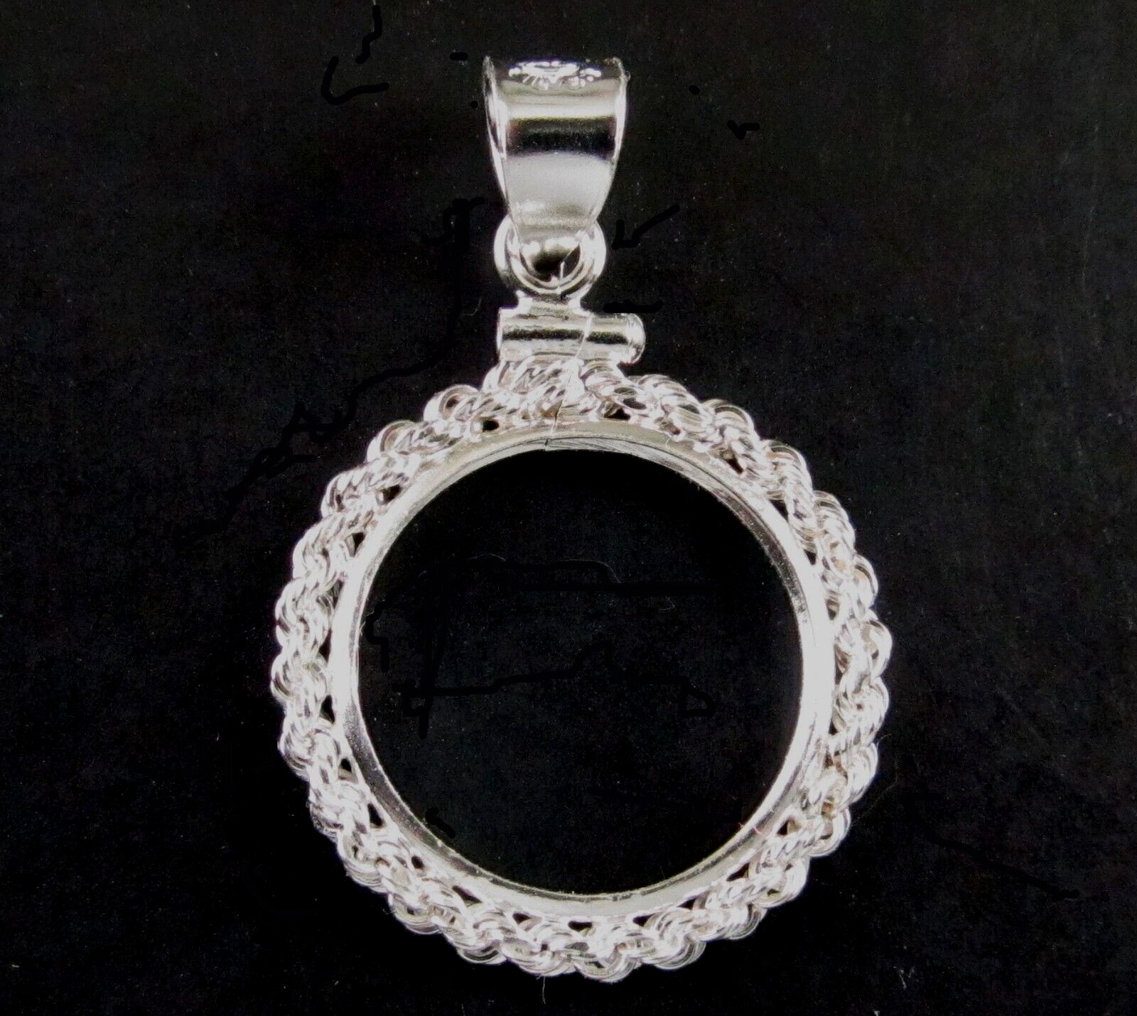 Coin Bezel Susan B. Anthony Dollar Rope Sterling Silver Soldered Bail New