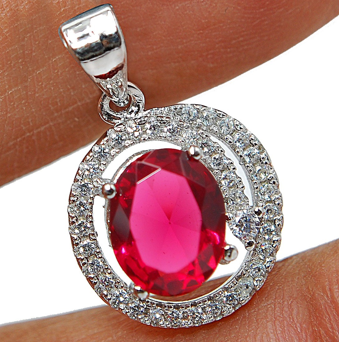 3CT Heat Treated Rubellite Tourmaline 925 Sterling Silver Pendant Jewelry CP3-8