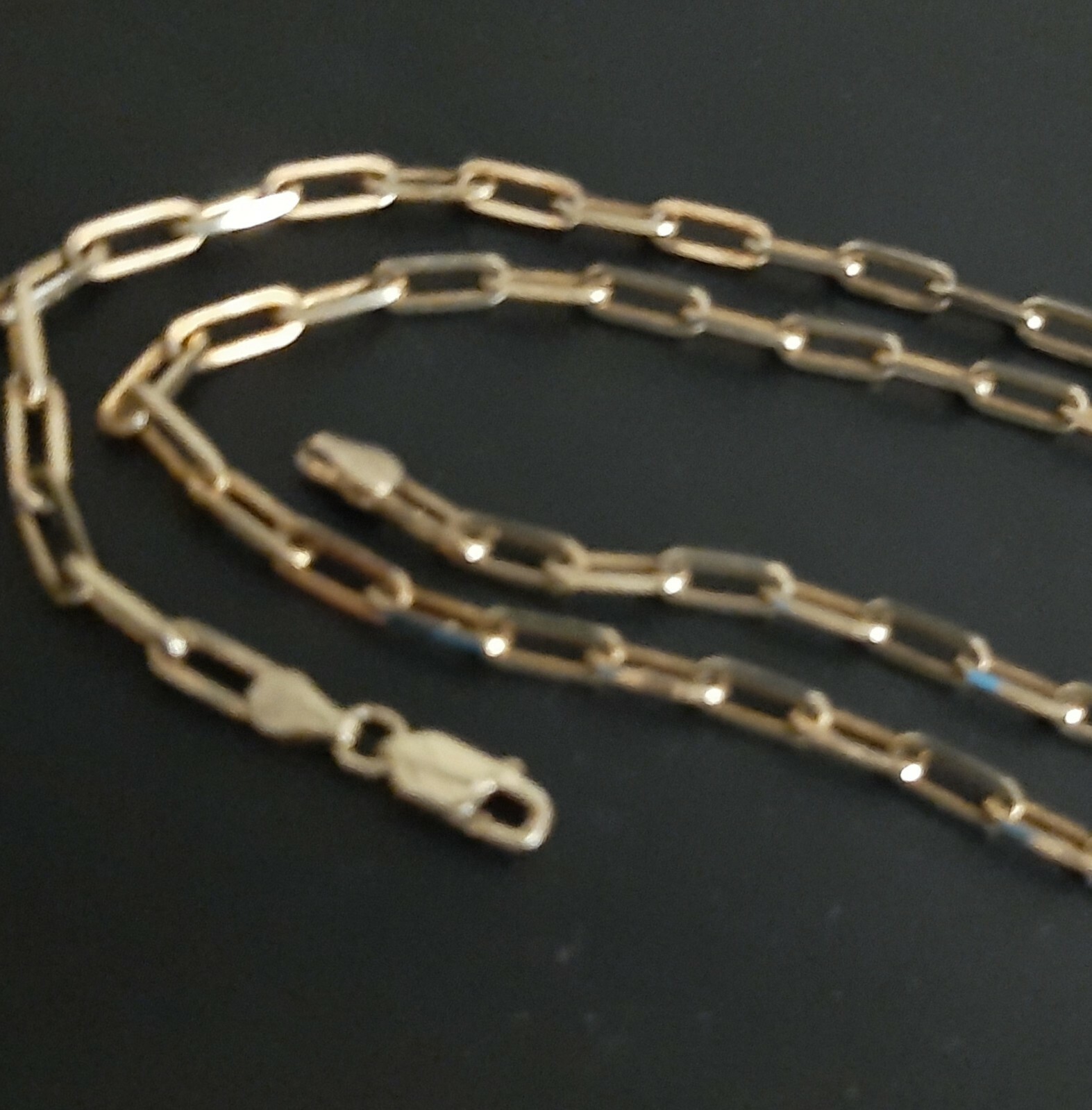 Gold Plate over Silver Paper Clip Chain 20 Inch 925 Silver Necklace Silver 10 Gr