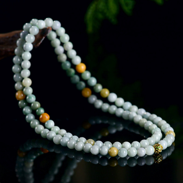 Emerald 7Mm Jade Bead Necklace, 108 Jade Beads Bracelet, Sweater Chain