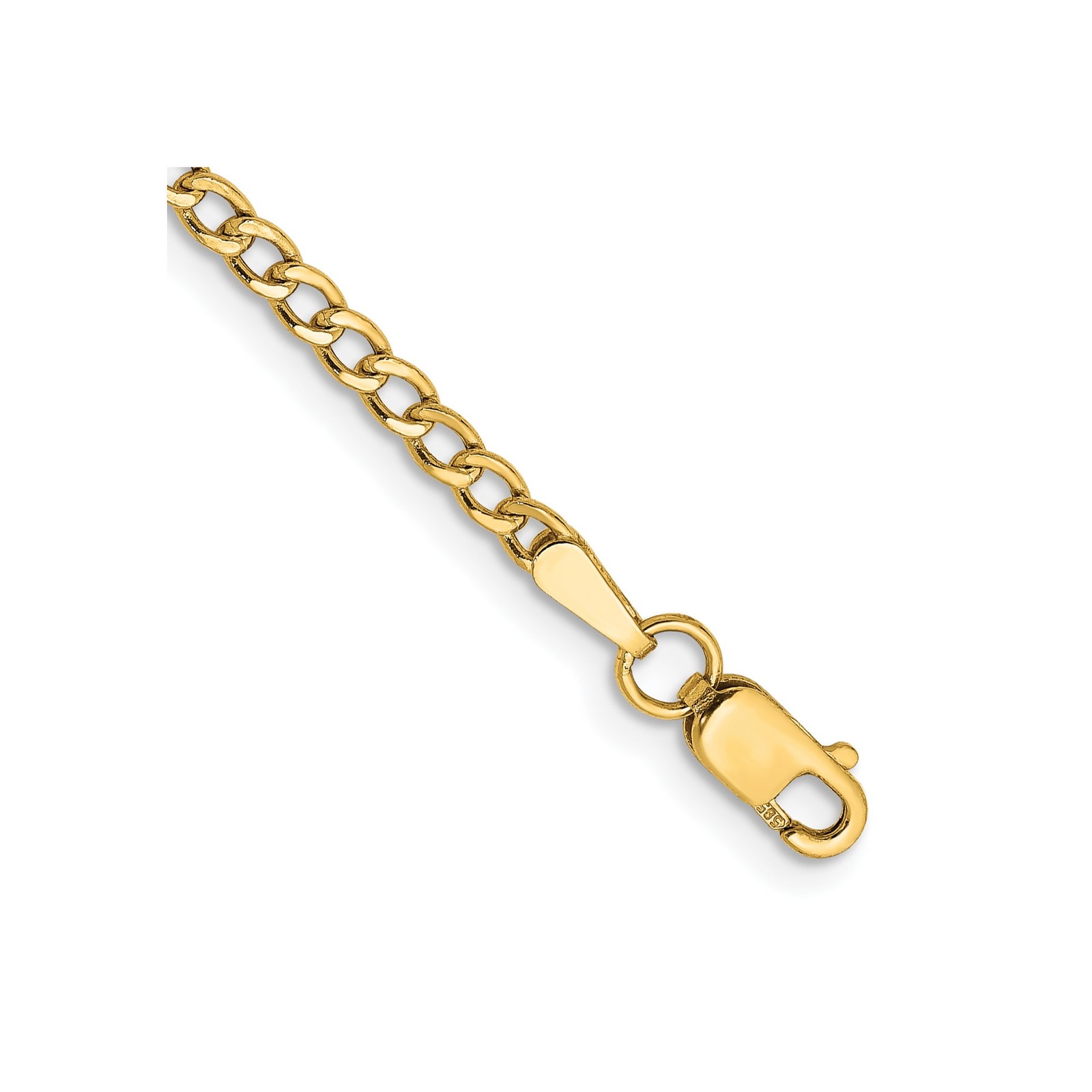 10K Yellow Gold 2.5-7mm Curb Chain Necklace 7-26 Inch Mens Womens