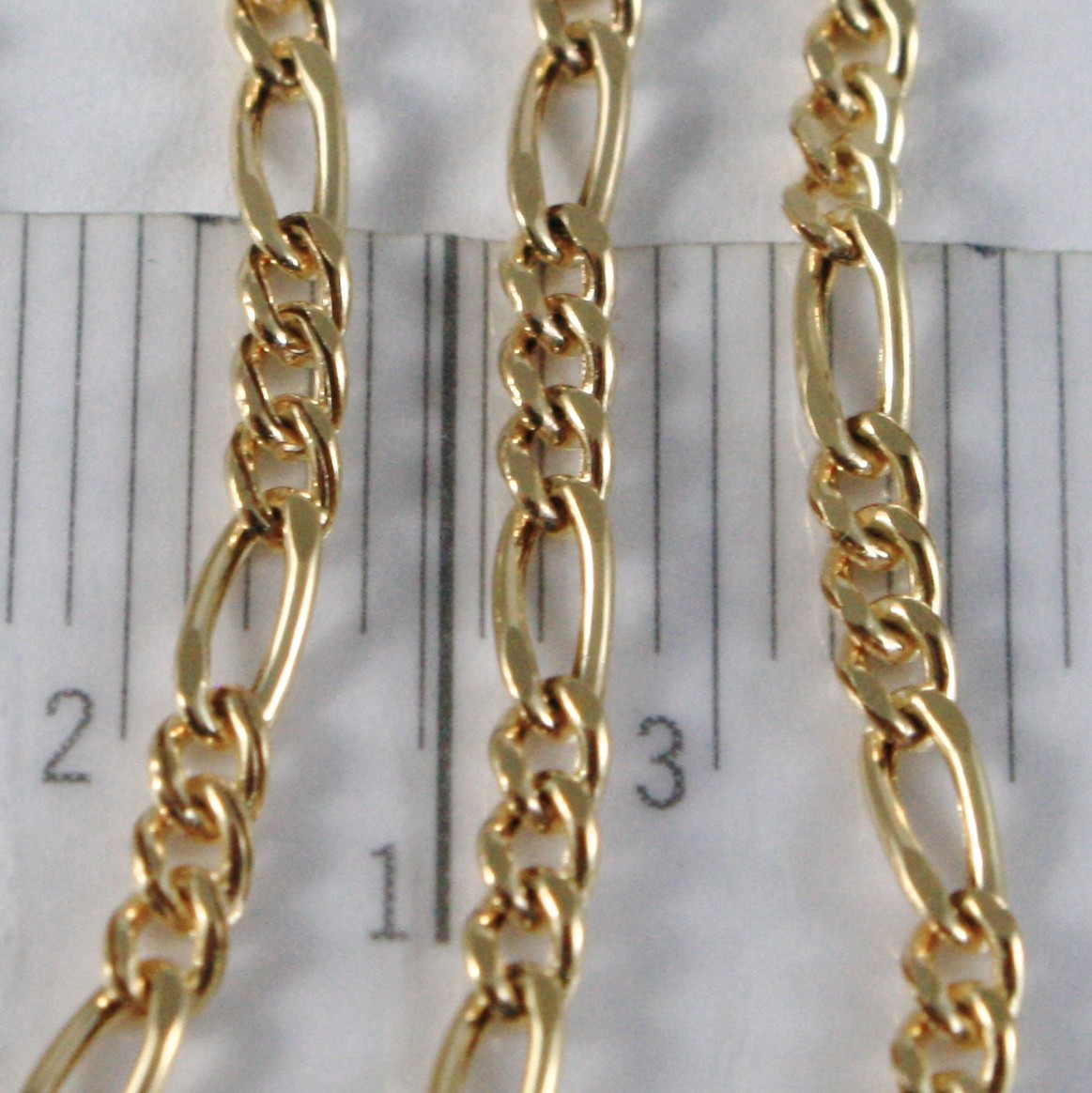 18K GOLD FIGARO CHAIN 2 MM WIDTH 23.6 LENGTH ALTERNATE NECKLACE MADE IN ITALY