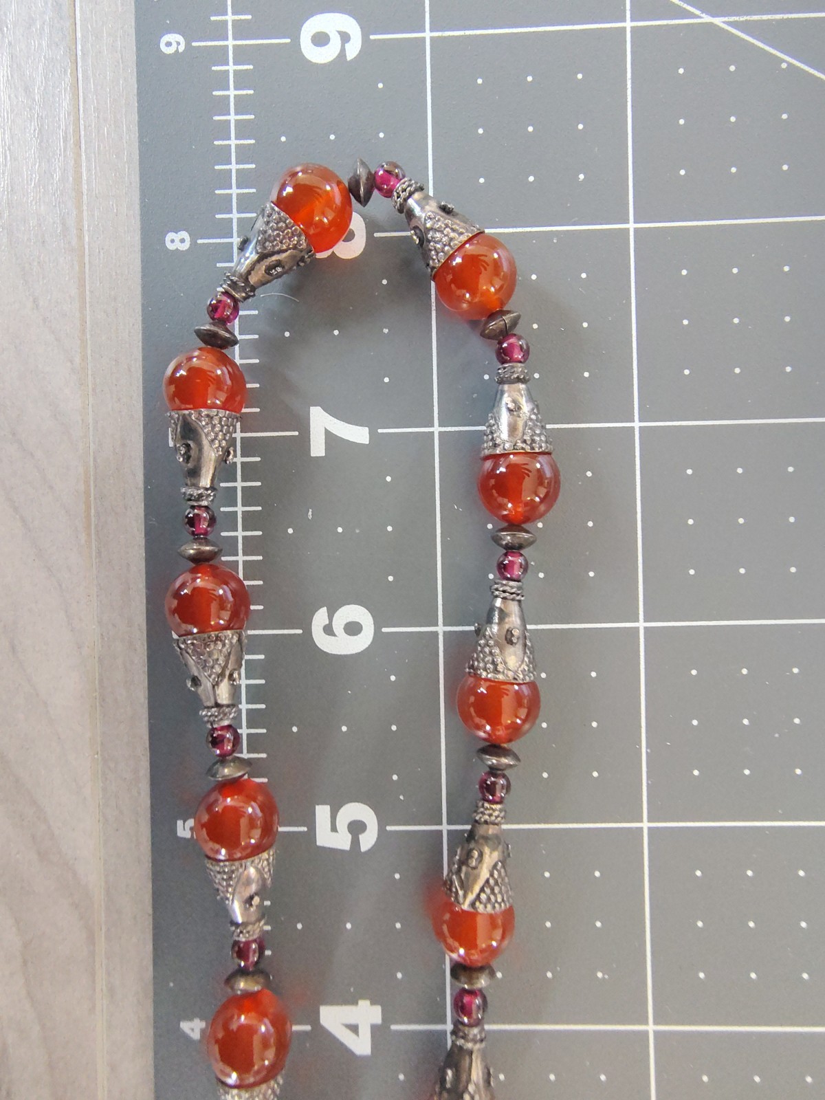 Nancy and Rise NR Sterling Silver Carnelian Garnet Heavy Bead Necklace 18″ RARE