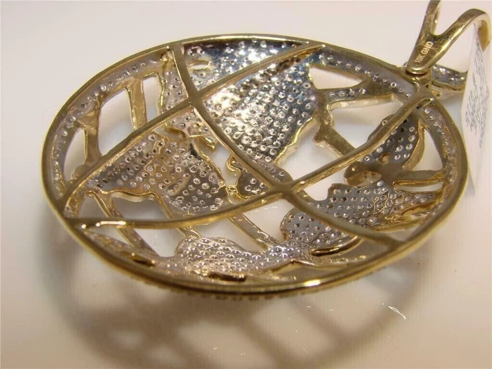 Men’s 2Ct Lab Created Moissanite Round Globe Pendant Real 10K Yellow Gold