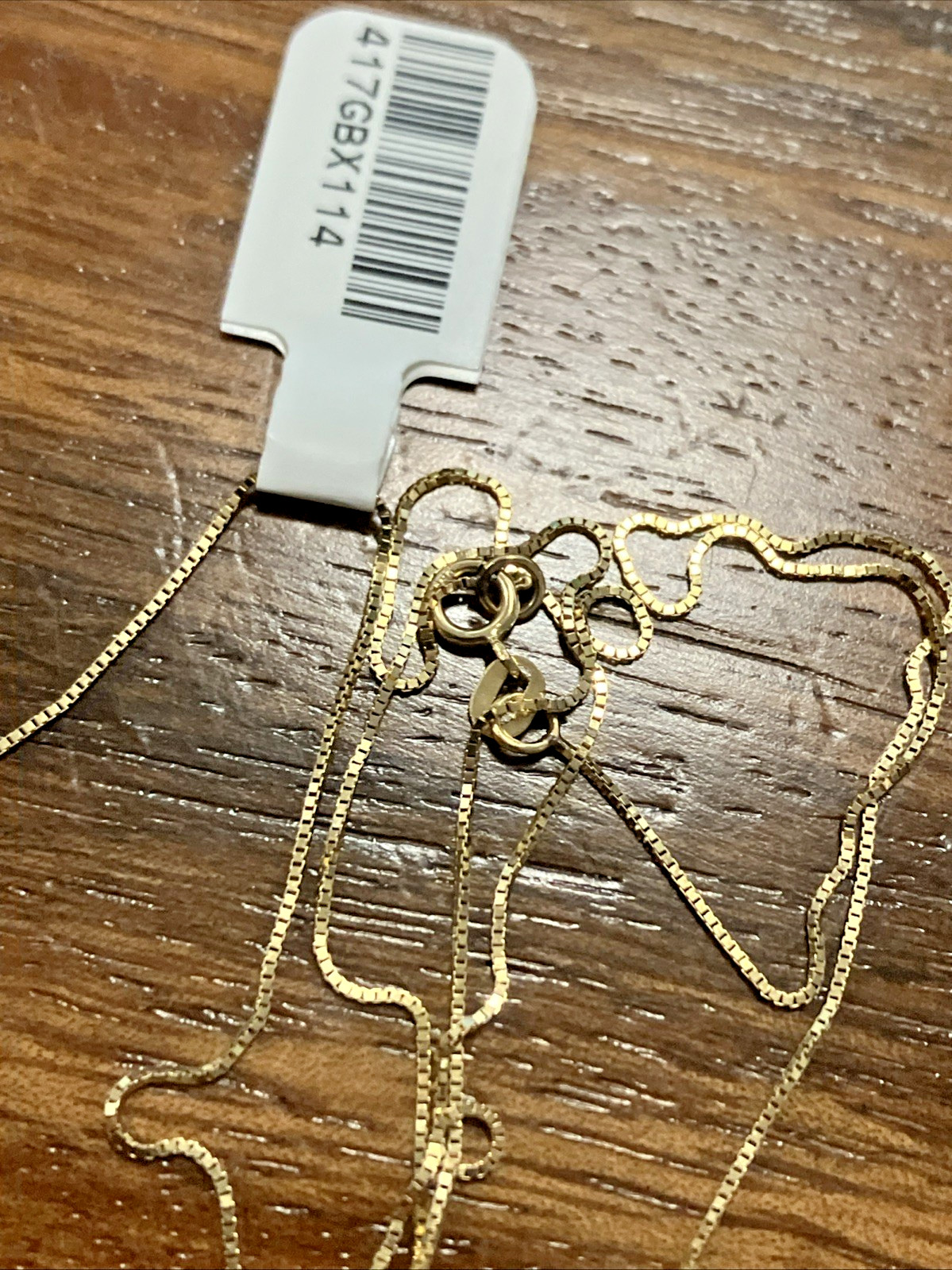 10kt Real Solid Gold Thin Box Chain 1.14grams 22” Necklace New with Tag 10K