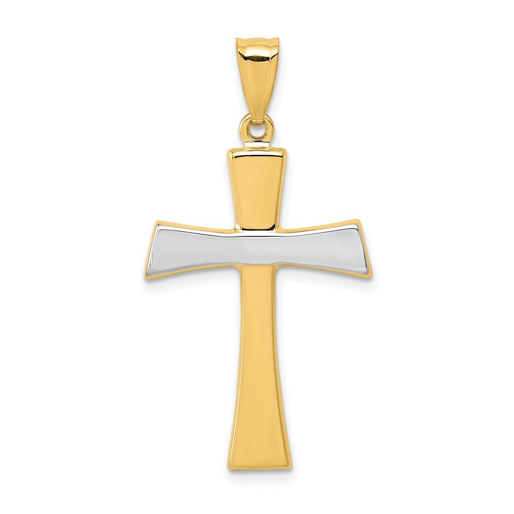 14k Two-tone Gold Polished Cross Pendant 1.19 gram, L-1.19 In, W-0.75 In
