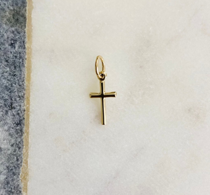 14K Solid Gold Small Tiny Cross Charm, 18mm / 0.7 inches Cross Pendant – 14K2280
