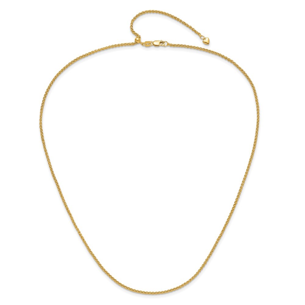 10k Yellow Gold Adjustable 1.6mm Semi Solid Spiga Chain Necklace 22″ 2.86gm