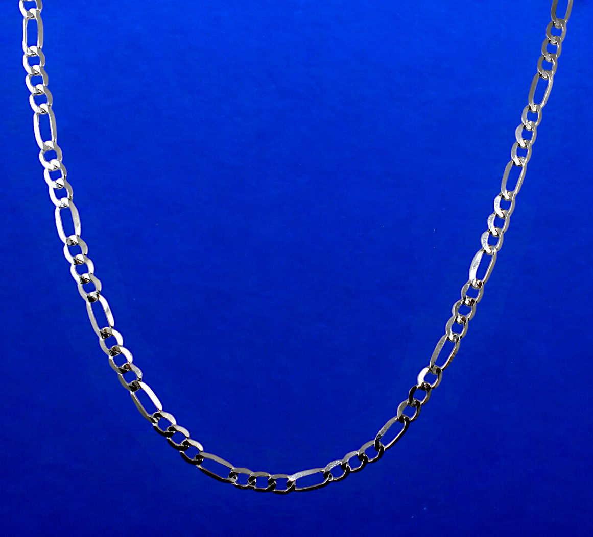 10K White Gold SOLID Figaro Necklace Bracelet Chain Real Gold 2mm-6mm 7″-30″