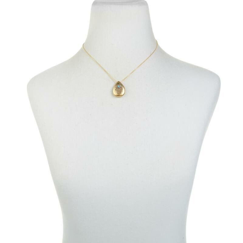 Womens Champagne Diamond & Turquoise Pendant, Goldtone Sterling Silver Necklace