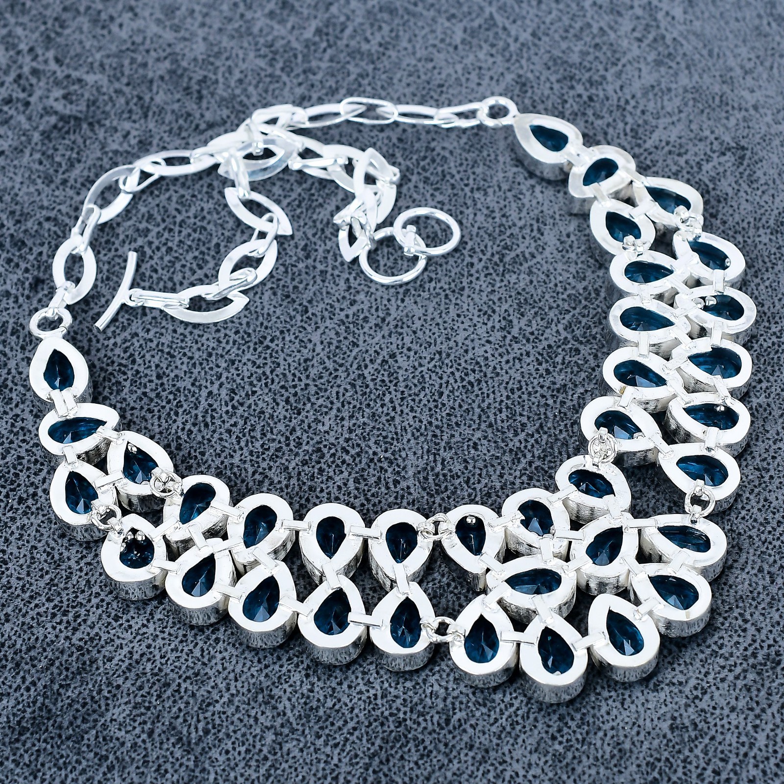 Blue Topaz Gemstone Necklace, 925 Sterling Silver Jewelry, Handmade Gift,