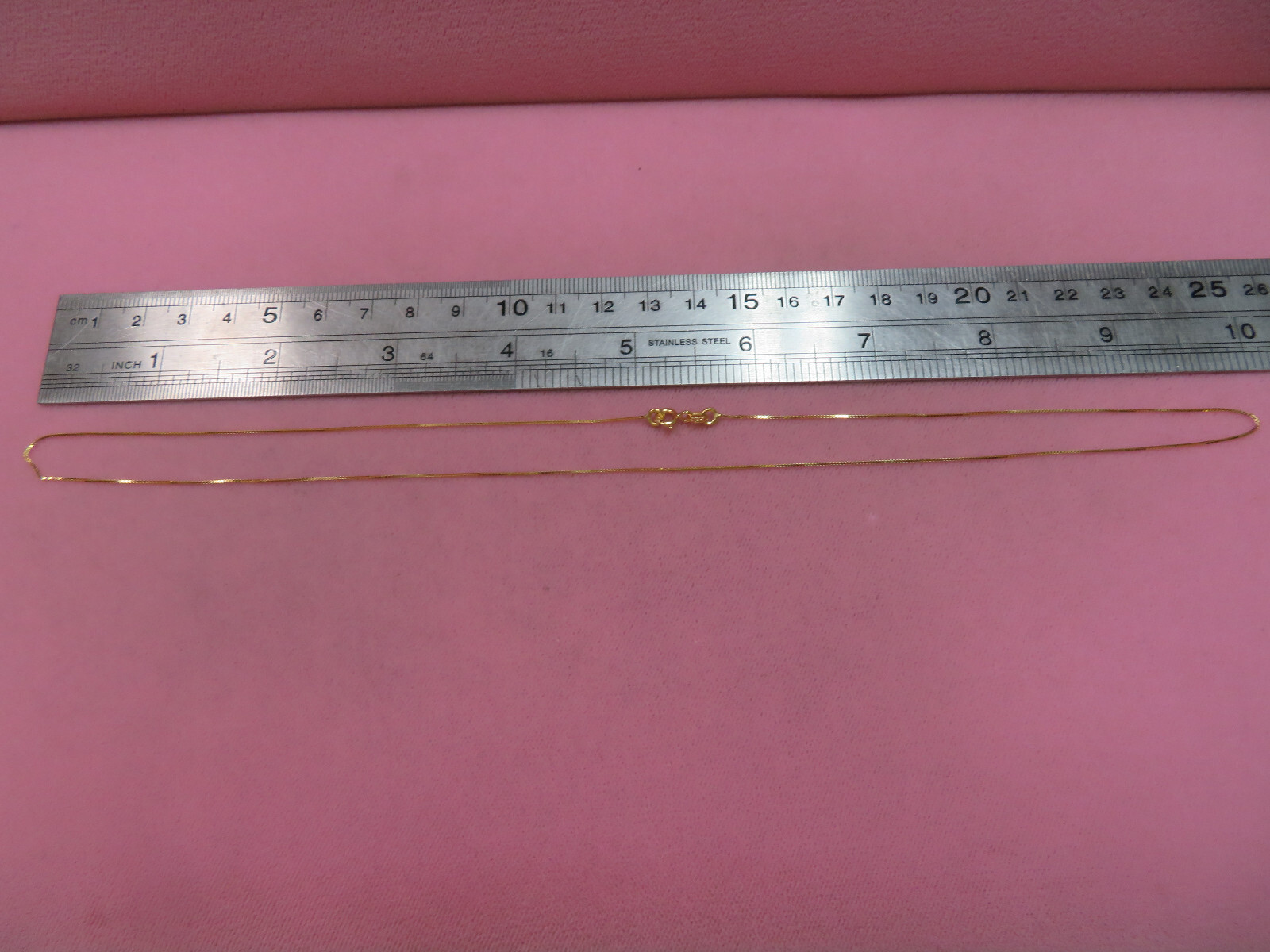 20.25″ Vtg 14K Solid Y. Gold Box Chain Necklace 1.59 G w/Spring Clasp