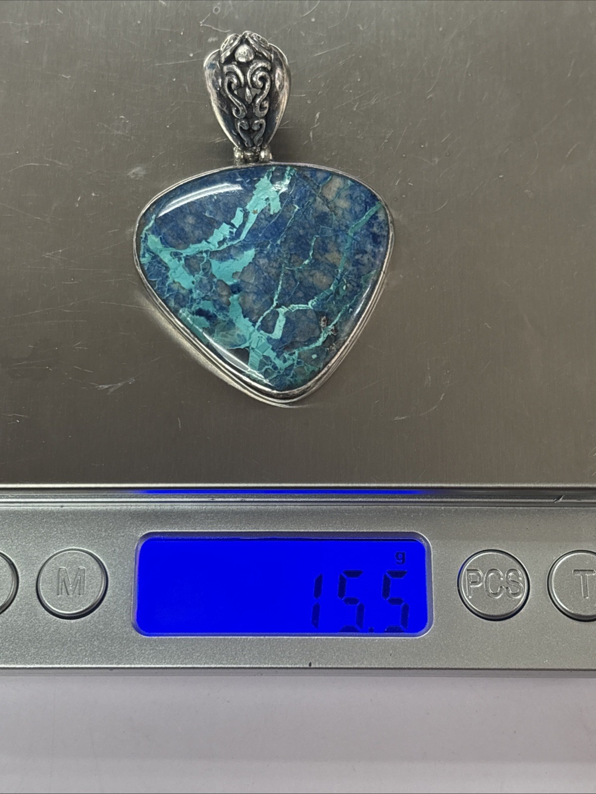 925 Sterling Silver Gemstone Pendant ~ 15.5 grams ~ 2.25” ~ READ DESCRIPTION