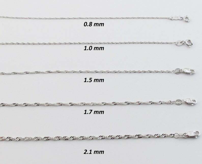 Singapore Chain Necklace Genuine 925 Sterling Silver, 1mm-2.6mm 16-24 inch SALE
