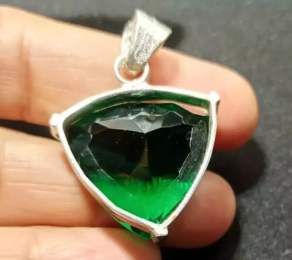 90.65 Ct Natural Tsavorite Green Garnet 925 Solid Silver Pendant Gemstone