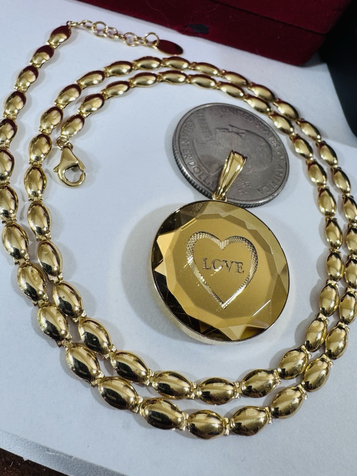 RARE 18K K18 Japan Gold Round Heart Pendant W/ Necklace 17/17.5” Long 14.6g 4mm