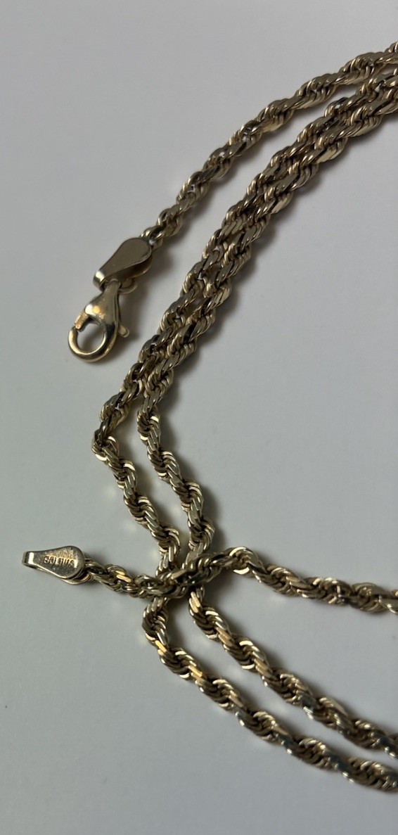 Gold Rope Chain Solid 10K | 22 inch Diamond cut 8 Grams