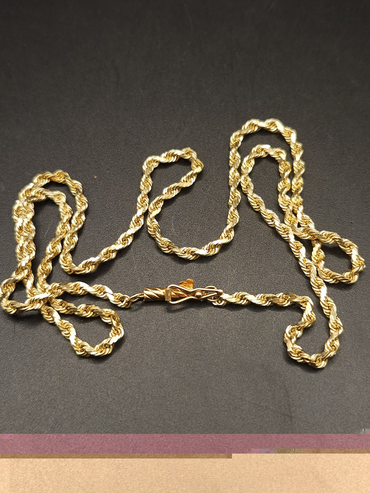 14K Gold Solid Rope Chain 18 Inch 8.2g Necklace Heavy Diamond Cut 2mm Width