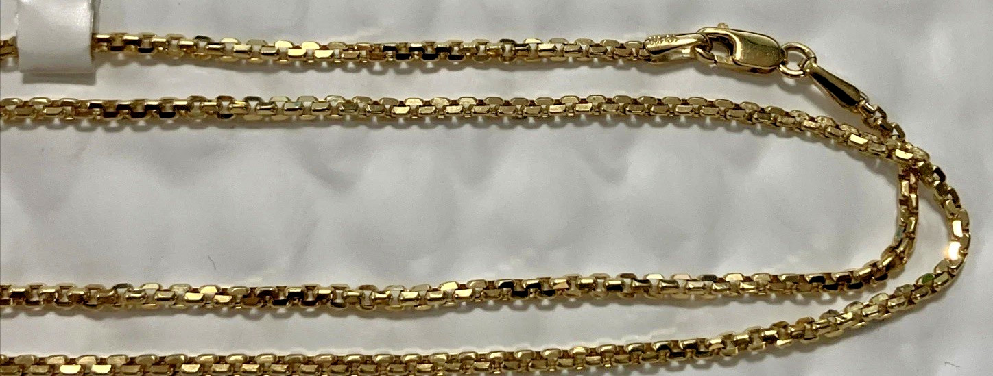 10k Real Gold Rounded Box Chain Semi-Solid 4.4Grams 1.9×1.5mm 22” Brand NWT 10K