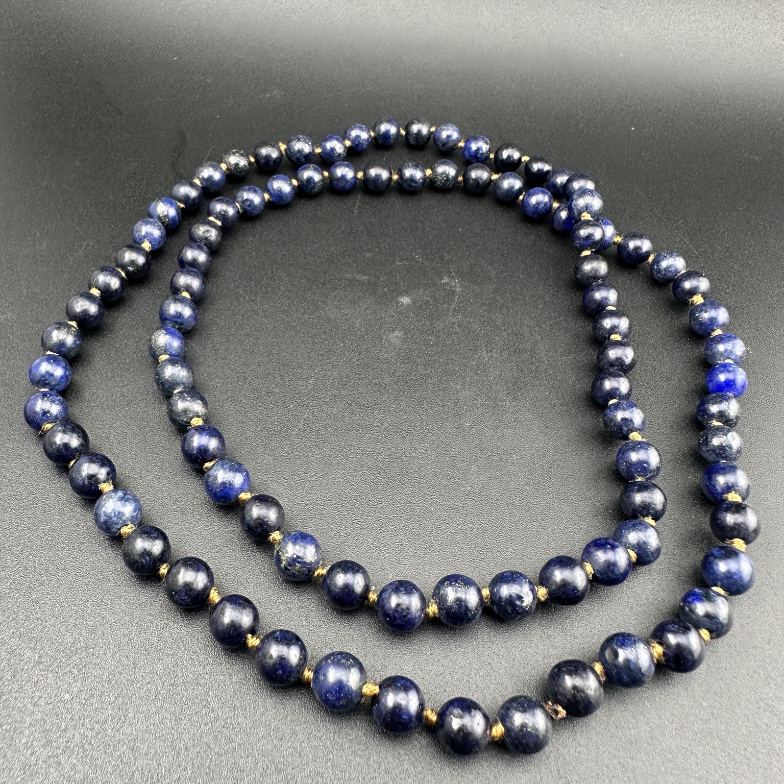 Antique Natural Lapis Lazuli Stone Beaded Necklace Rare