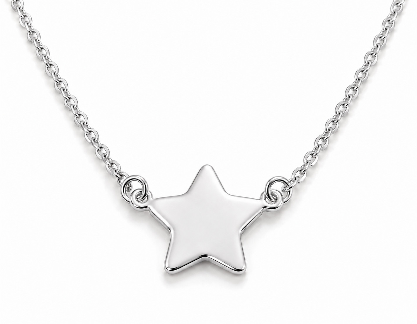 Genuine New 52cm 9ct 9K 375 White Gold Belcher Chain Necklace With Star