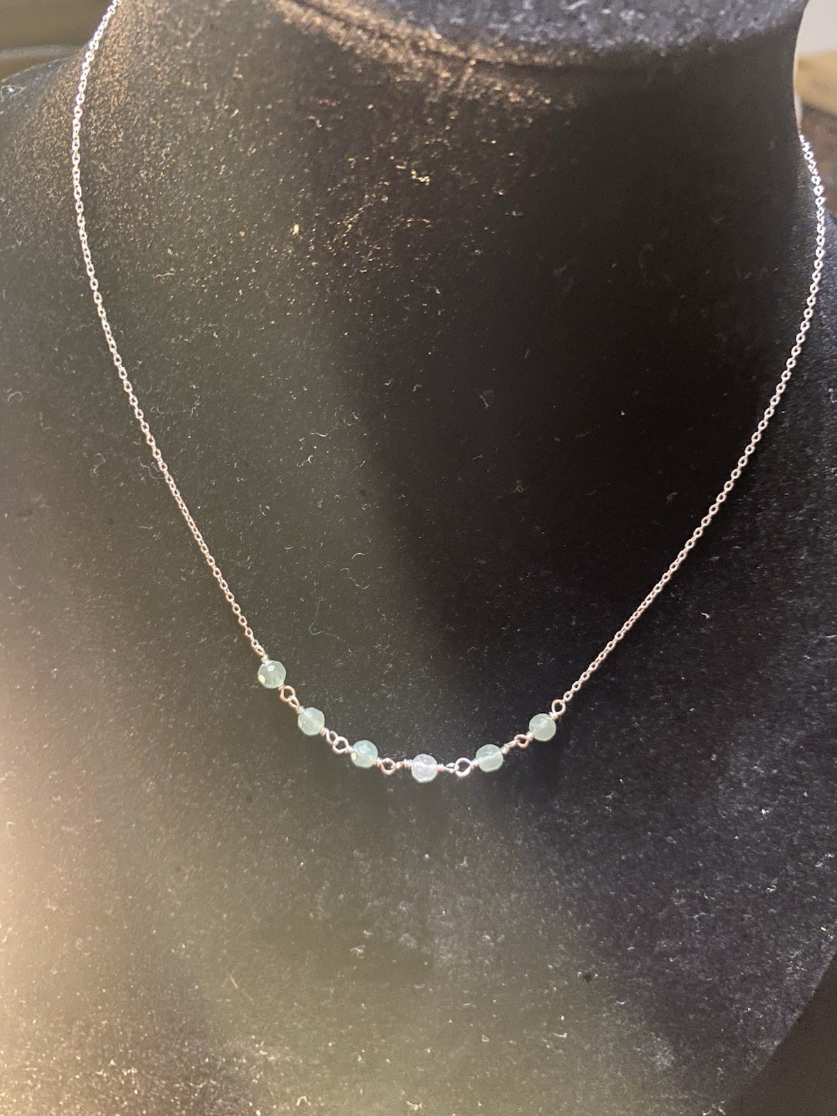 18″ 925 Sterling Silver Necklace With Amazonite Beads