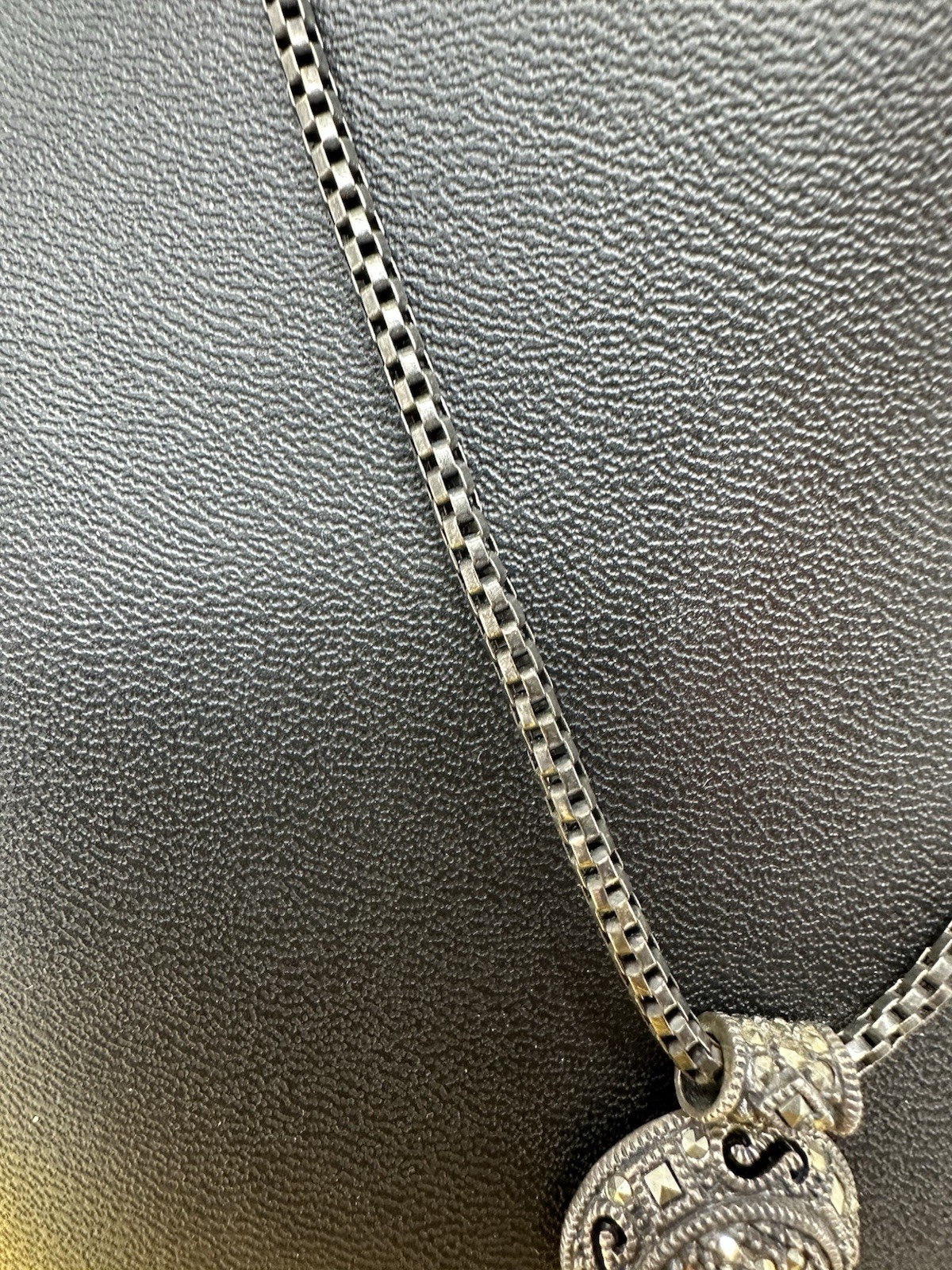 Sterling Silver Judith Jack Medallion Marcasite Pendant Choker Necklace 12g 14”