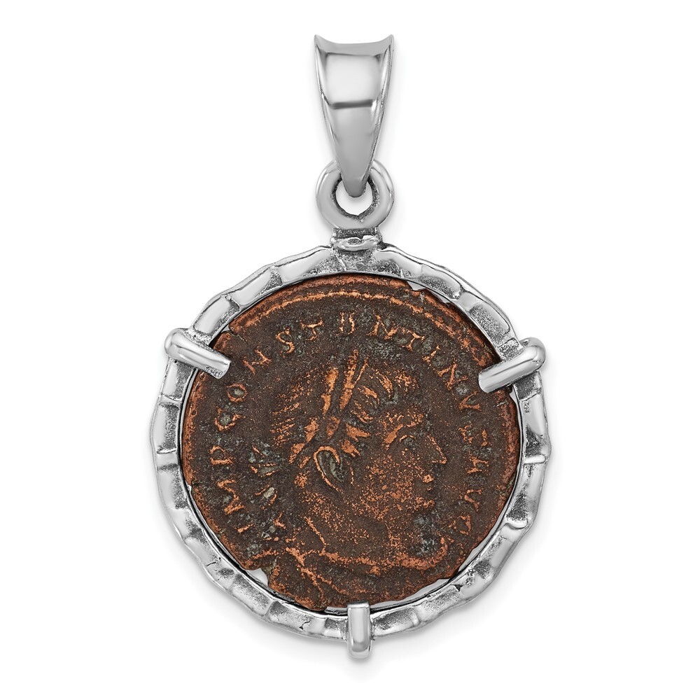 Ancient Coins Sterling Silver & Bronze Antiqued Roman Constantine l Coin Pendant