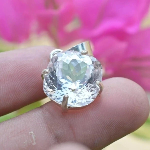 Natural Cushion Cut 26.85 Ct White Sapphire 925 Solid Silver Pendant Gemstone