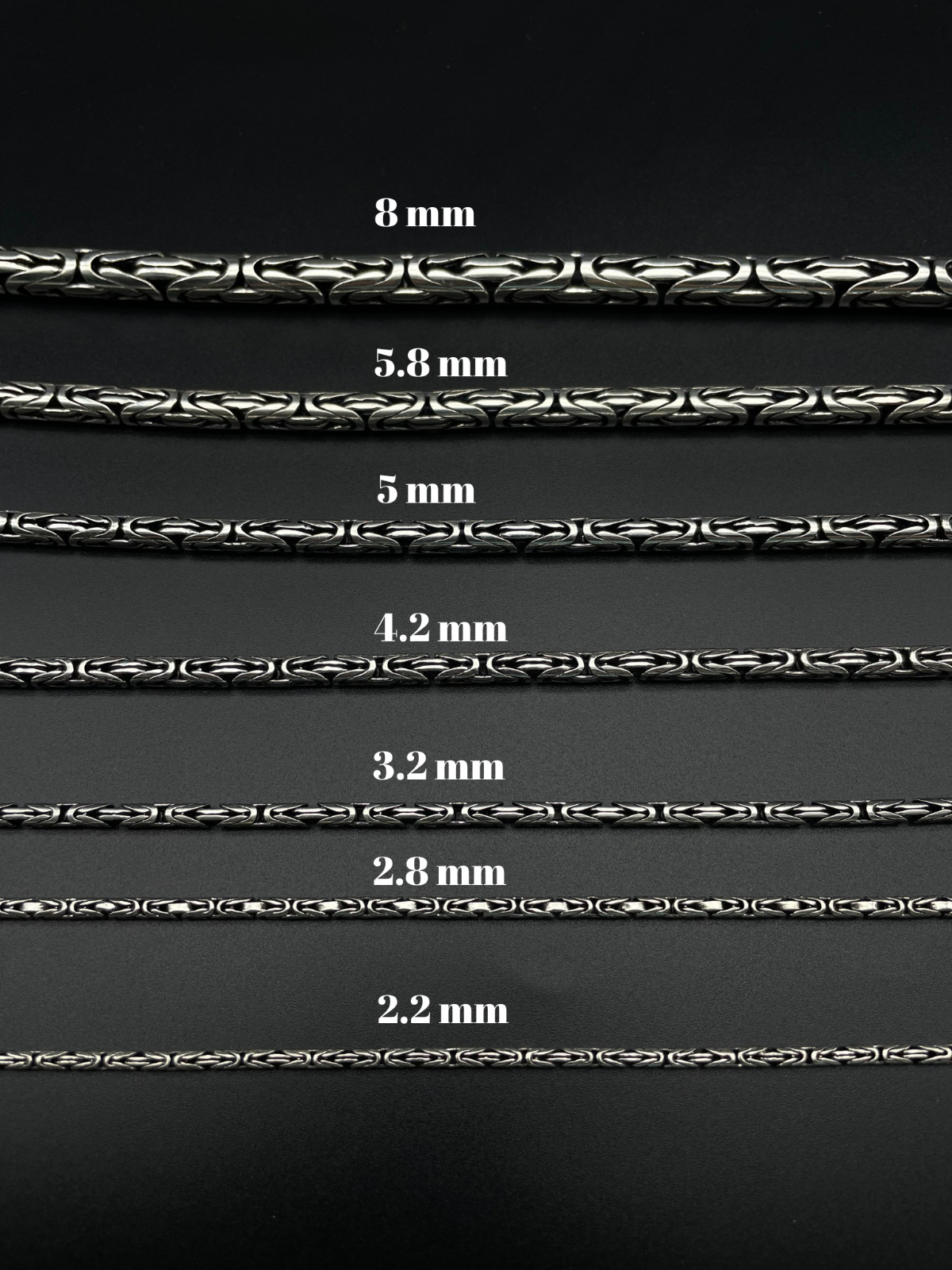 925 Sterling Silver King Byzantine Solid Oxidized Round Chain Necklace, Gift Men