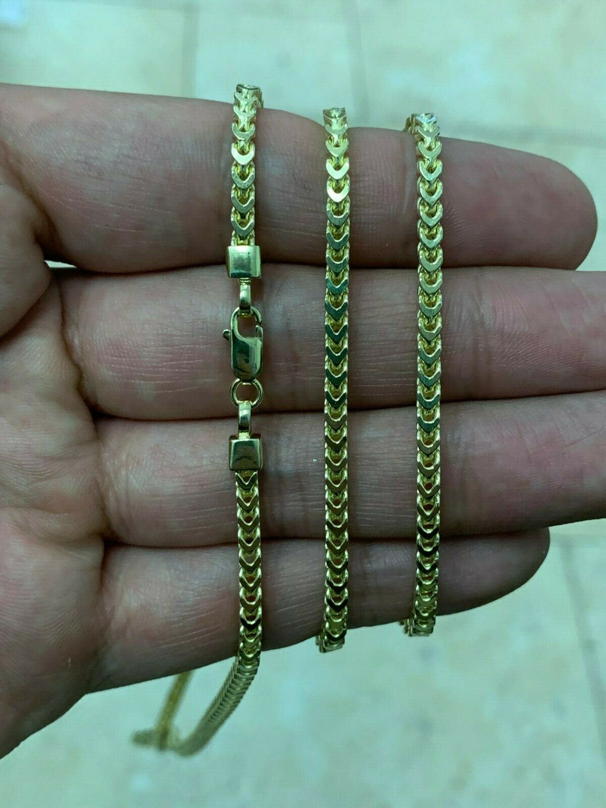 14k Yellow Gold Plated Over 925 Sterling Silver 2.5mm Franco Chain 30”