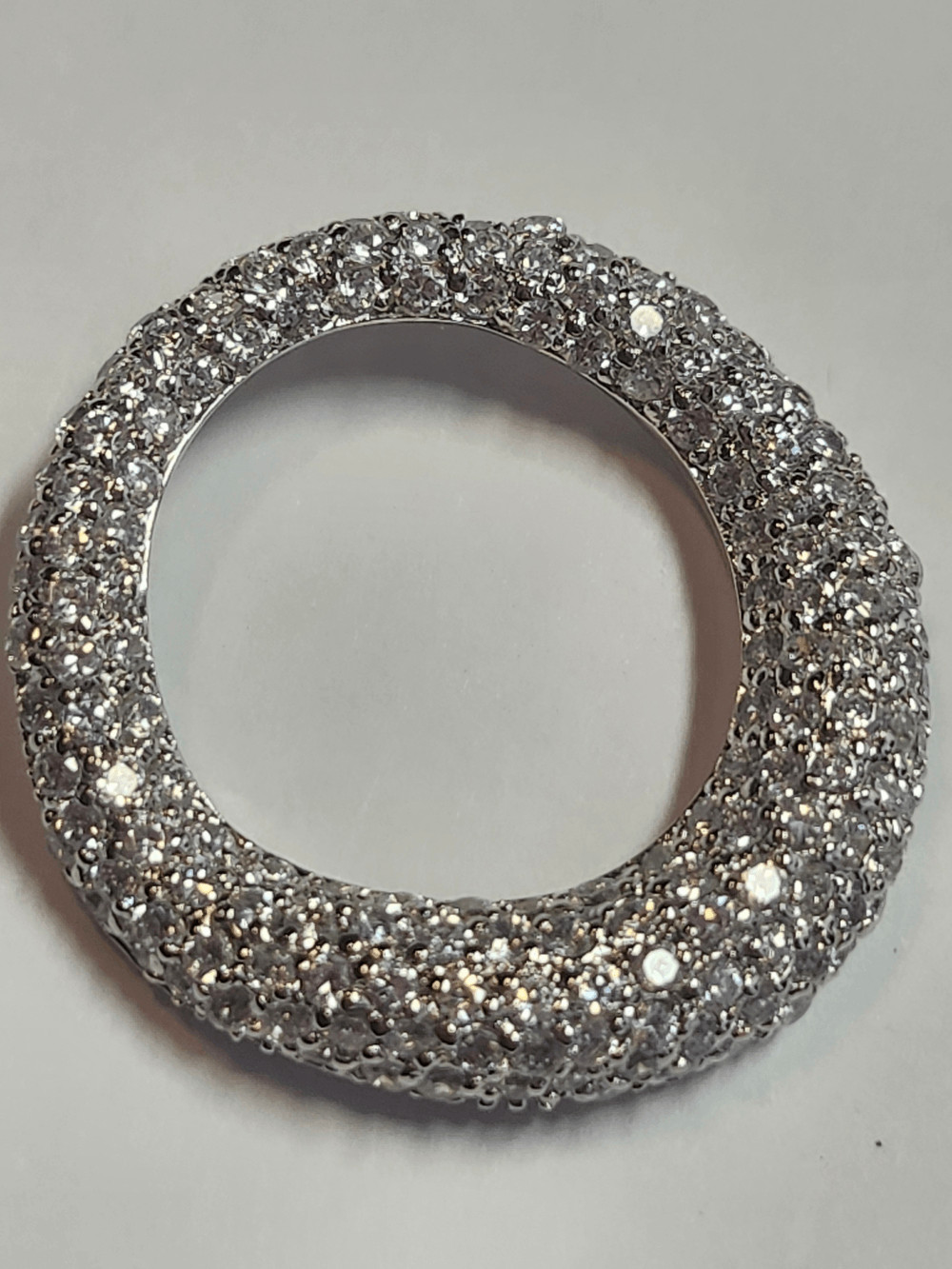 Sterling Silver Plated Pave Crystal Circle Pendant – Women’s Jewelry