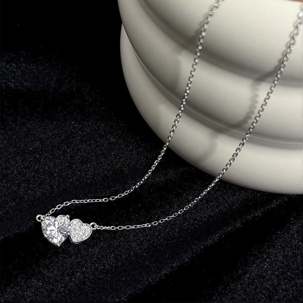 2ct Heart Cut Real Moissanite Women Pendant Necklace 925 Sterling Silver Chain