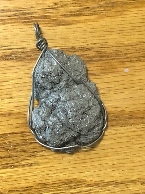 Titanium Raw Geode Silver Druzy Wrapped In Wire Pendant 2 1/4″ x 1 1/2″