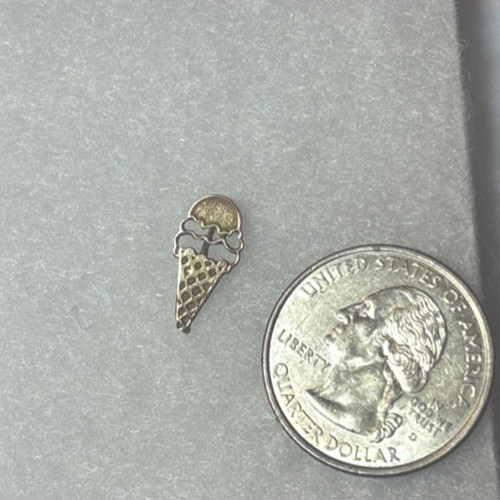Ice Cream Cone Charm/Pendant 14 Kt Yellow Gold .65gm. New