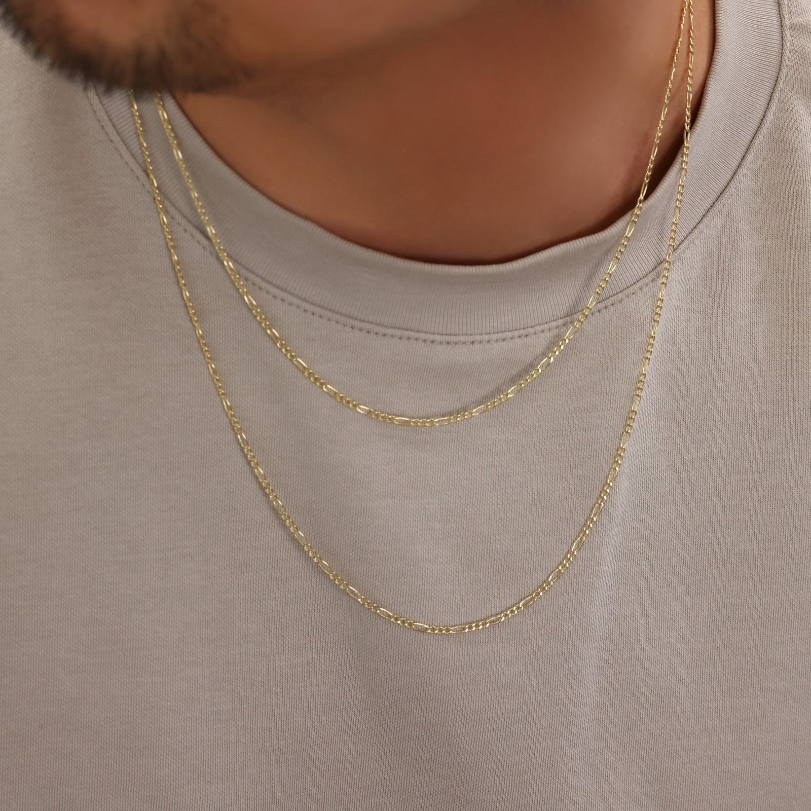 14K Yellow Gold 2.5mm Figaro Chain Link Italian Necklace Mens Womens 16″- 26″