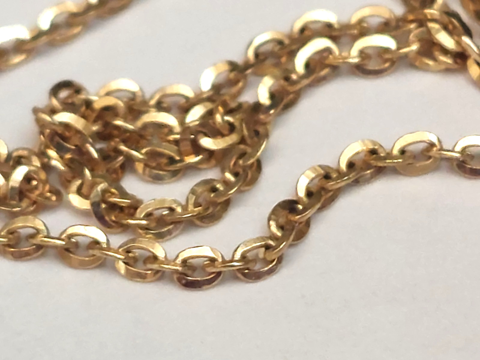 PRETTY 9K SOLID YELLOW GOLD 1.5 GR CABLE CHAIN NECKLACE 39 CM 19.5 ”
