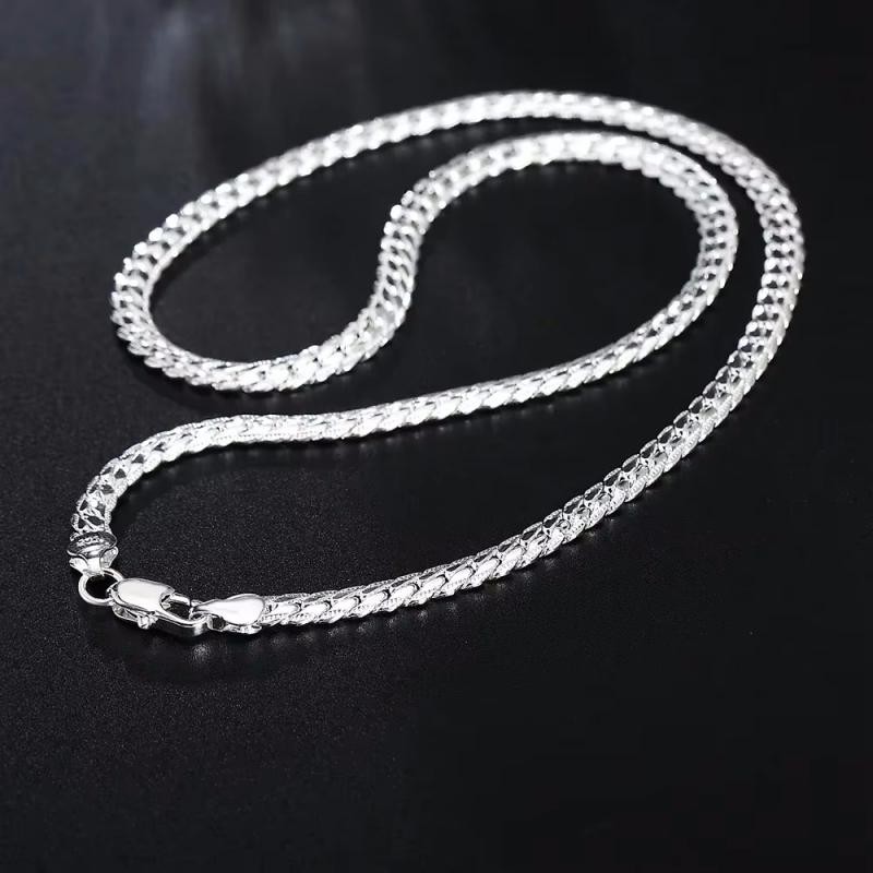 925 Sterling Solid Silver 6mm Chain Necklace Jewelry for Men Women Fashion Gift